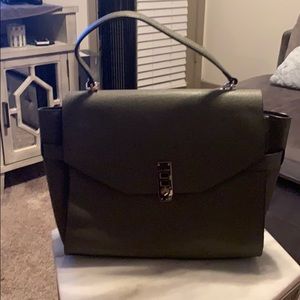 Large olive green Henri Bendel shoulder bag